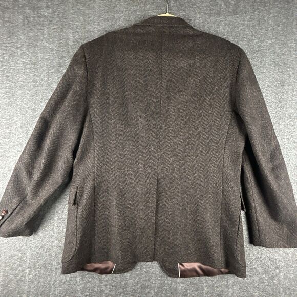 VTG Boston Traders Wool Blazer Mens Sz 44 R Tweed Herringbone Sport Coat Jacket - Picture 2 of 10